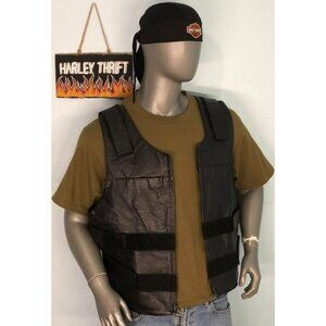 GENUINE LEATHER Motorcycle Leather Vest XL Men, Like New, Swat Style